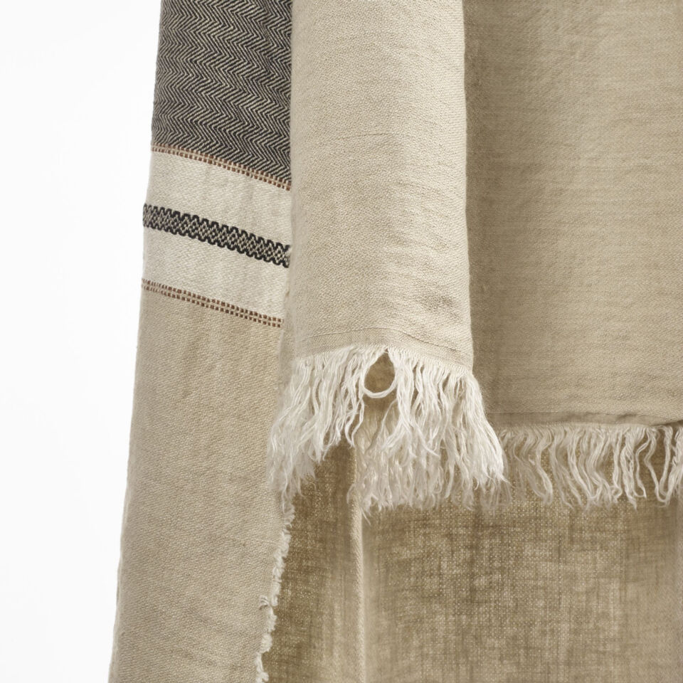 The Belgian Towel Fouta Beeswax Stripe en lin lavé - LIBECO