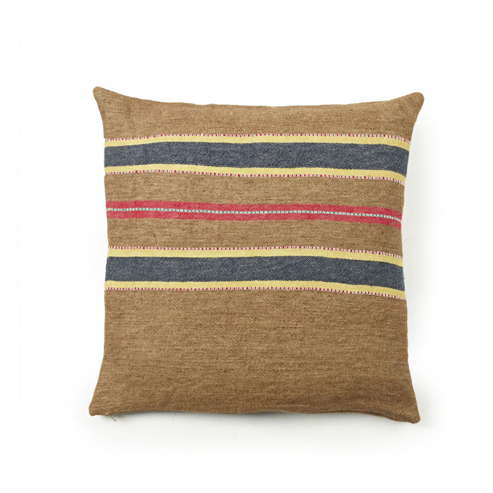 The Belgian pillow housse de coussin 50x50 camp stripe en lin lavé - LIBECO