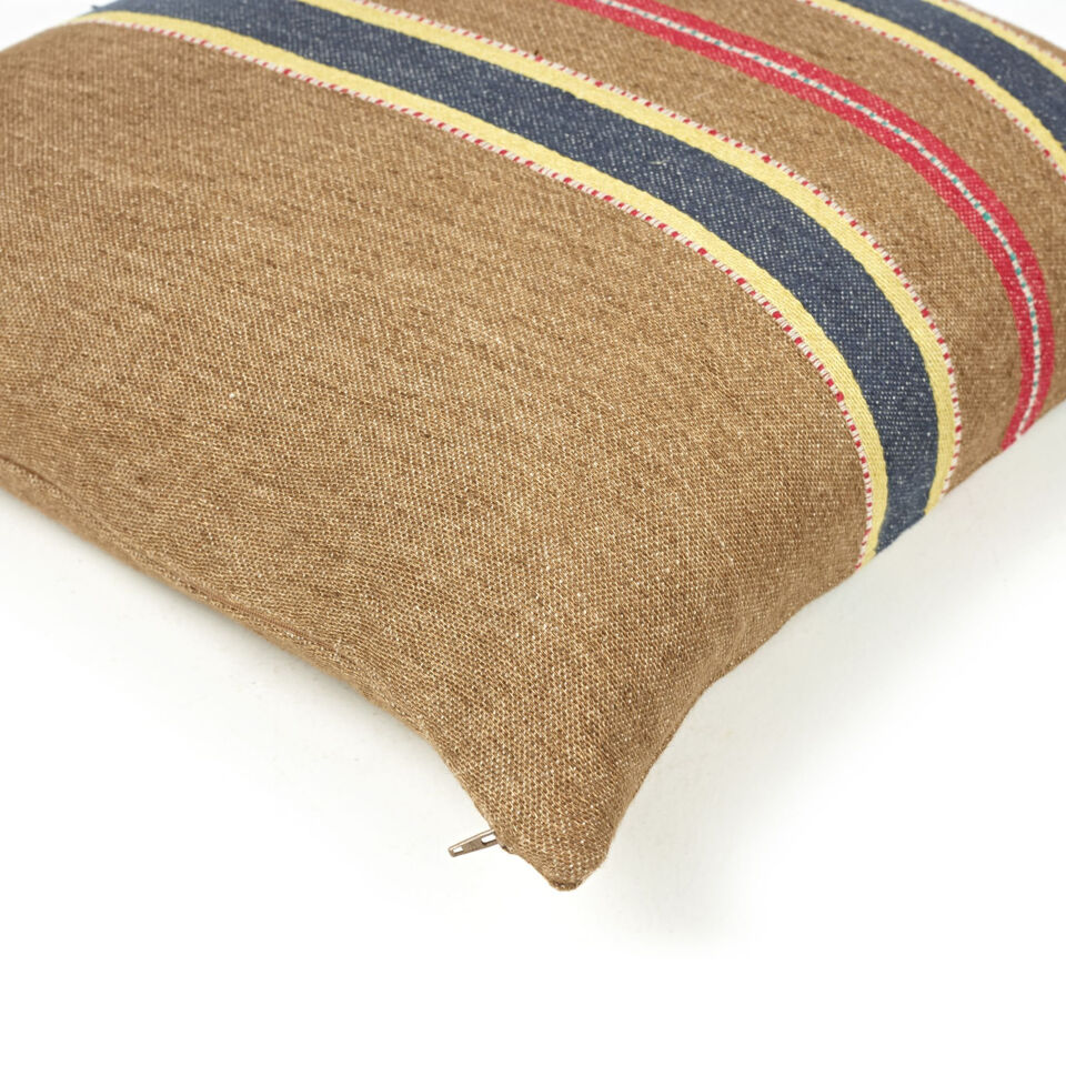 The Belgian pillow housse de coussin 50x50 camp stripe en lin lavé - LIBECO