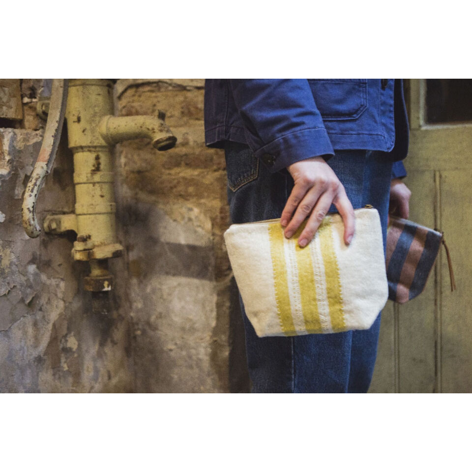 The Belgian Pouch Mini-pochette  Mustard Stripe lin lavé - LIBECO