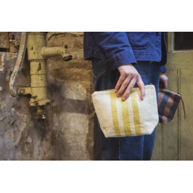 The Belgian Pouch Mini-pochette  Mustard Stripe lin lavé - LIBECO
