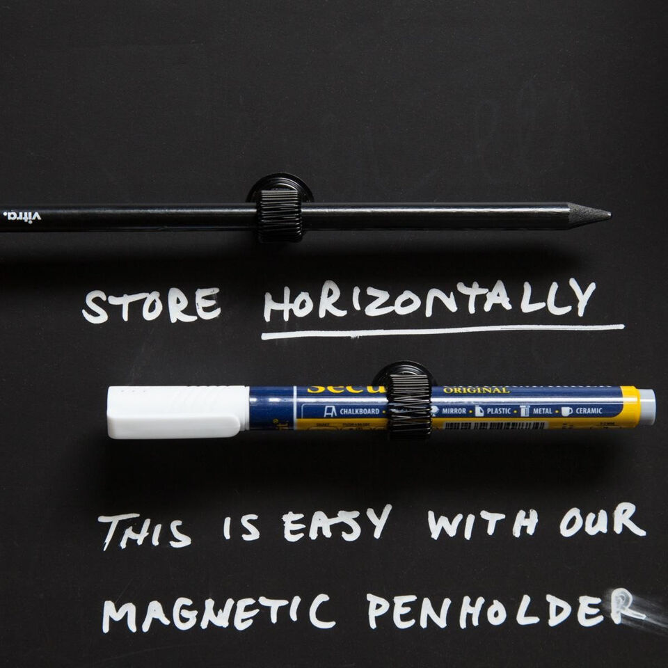 Porte-stylo magnétique / noir - pour des marqueurs, des crayons, des craies..