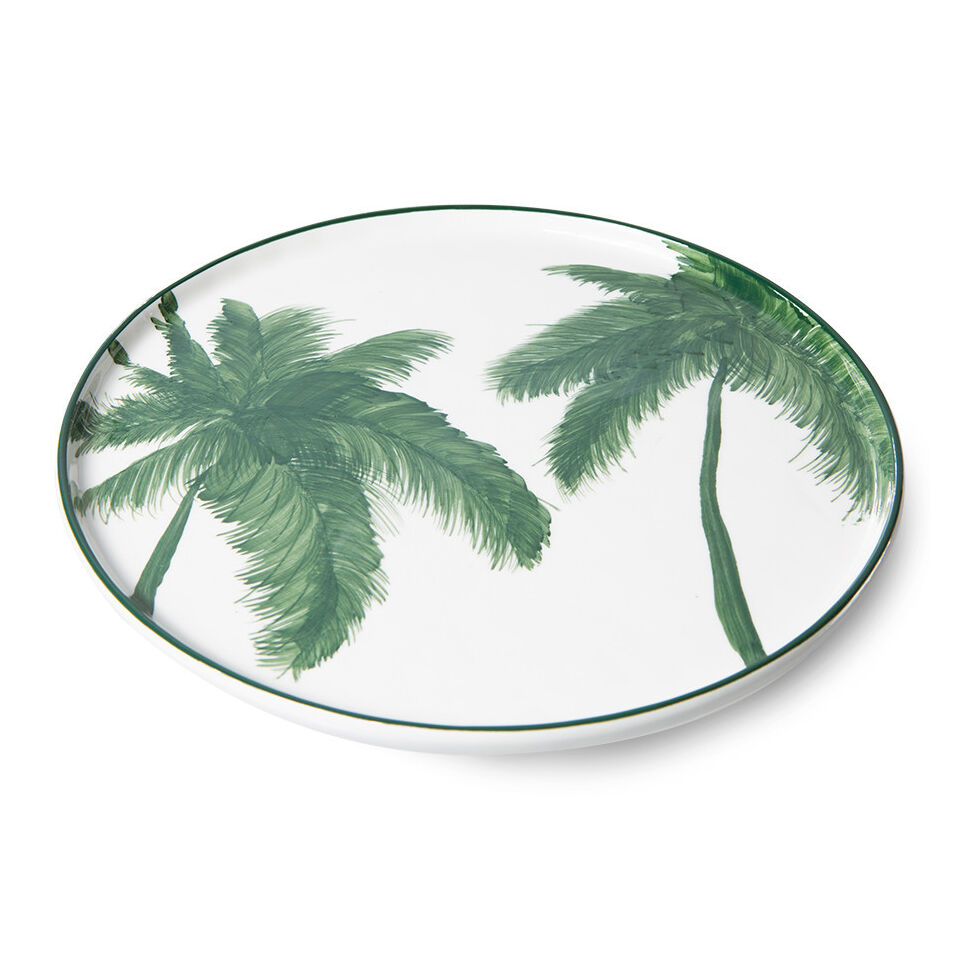 Assiette plate Palmiers Palms vert céramique Ø27cm - HK Living