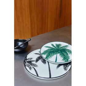 Assiette plate Palmiers Palms vert céramique Ø27cm - HK Living