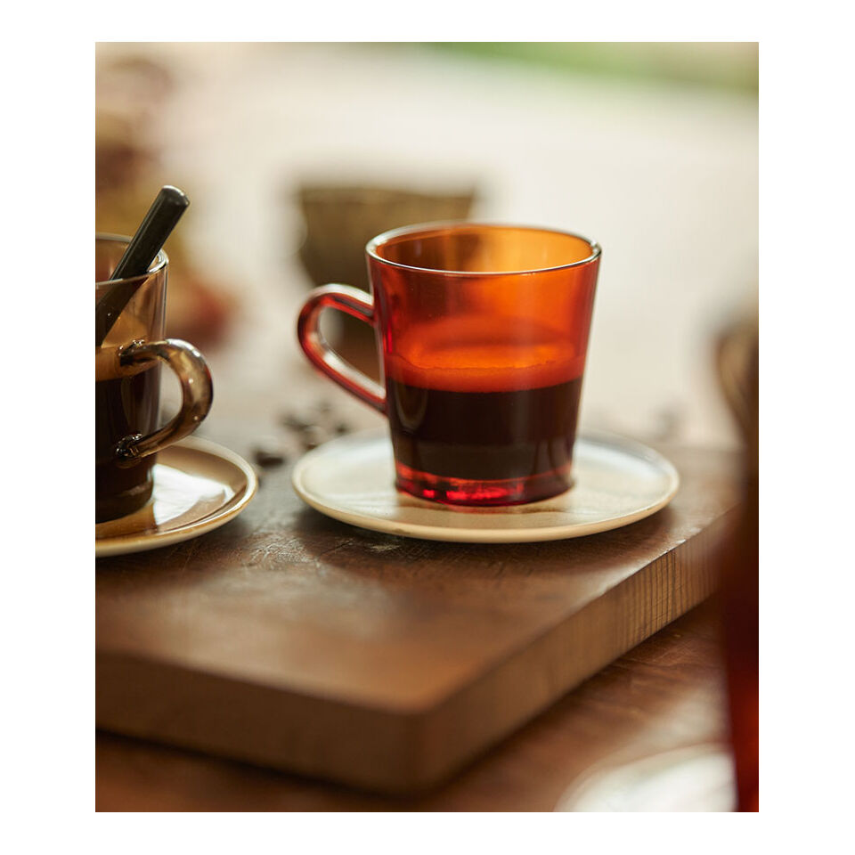 Tasses à café 70' marron ambré (set de 4)   - HK LIVING