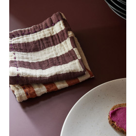 Serviettes de table  coton rayures bordeaux (lot de 2)   - HK LIVING
