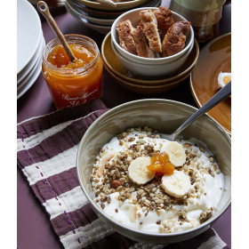 Serviettes de table  coton rayures bordeaux (lot de 2)   - HK LIVING