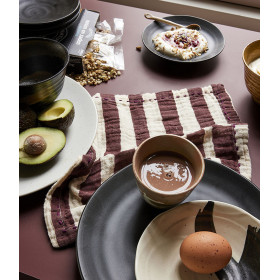 Serviettes de table  coton rayures bordeaux (lot de 2)   - HK LIVING