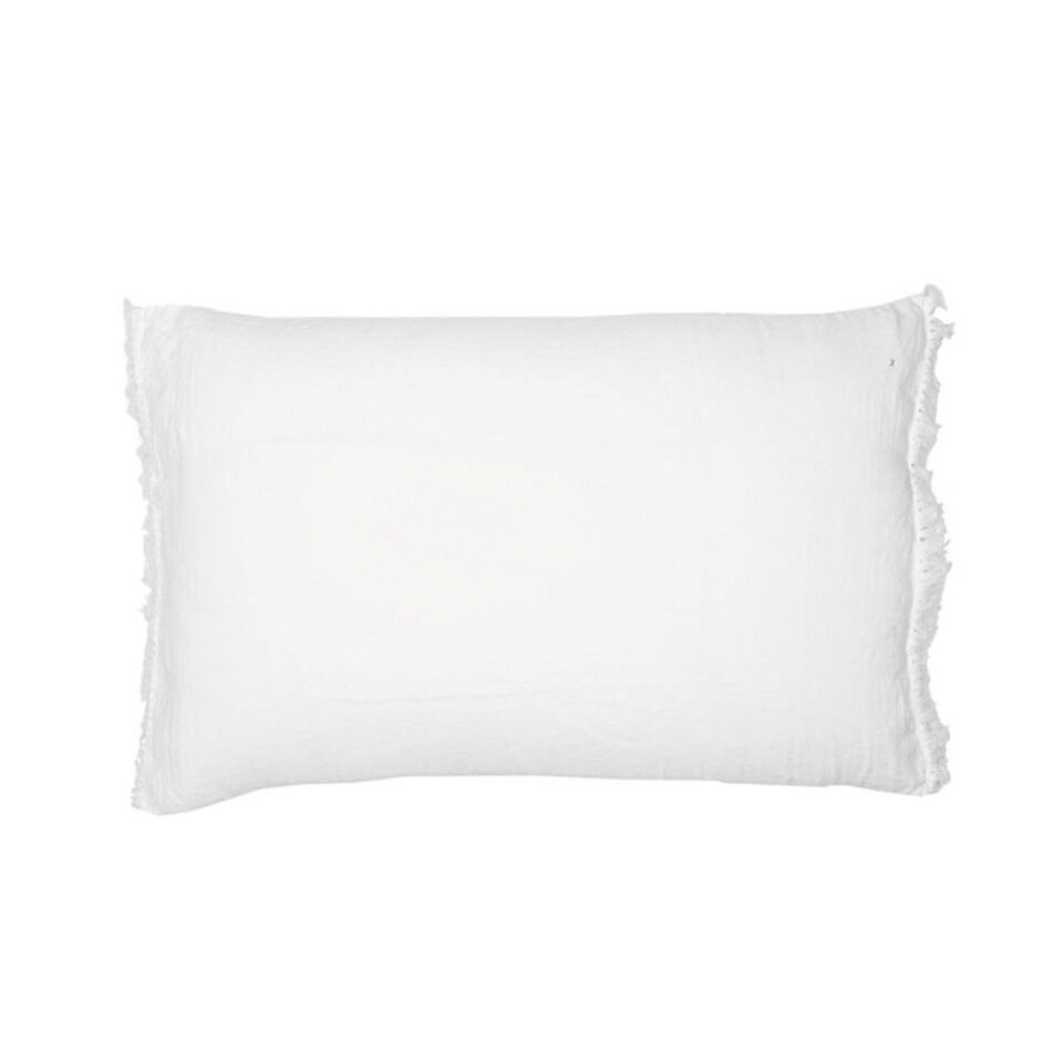 QUEENS FRANGE Housse de coussin 50x70 en lin frangé - Blanc - BED AND PHILOSOPHY