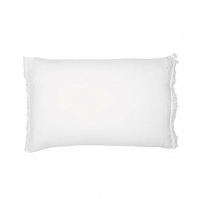 QUEENS FRANGE Housse de coussin 50x70 en lin frangé - Blanc - BED AND PHILOSOPHY