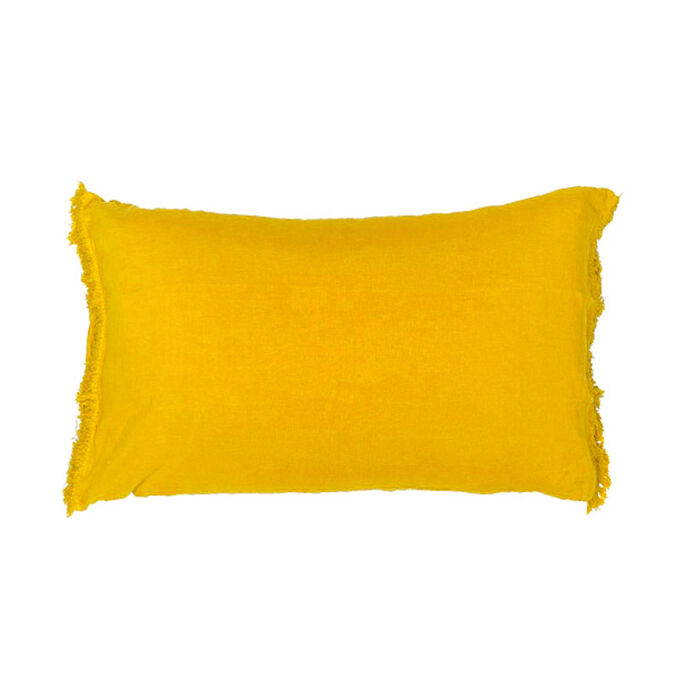 QUEENS FRANGE Housse de coussin 50x70 en lin frangé - Curry  Bed an...