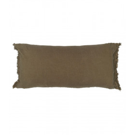 LOVERS FRANGE Coussin 55x110 en lin frangé - Kaki - BED AND PHILOSOPHY
