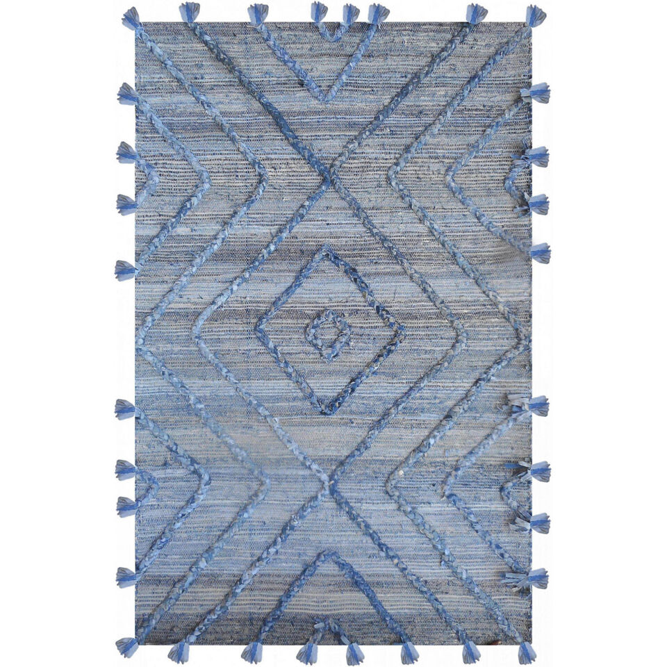 Tapis style Berbère Bleu/ivoire en Denim