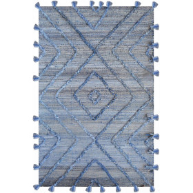 Tapis style Berbère Bleu/ivoire en Denim