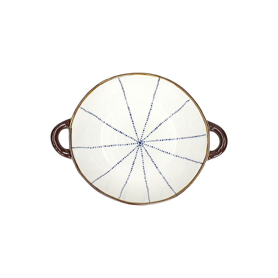 Bol à pâtes en porcelaine blanche mouchetée bleu ANAFI - 13,2x11,8x6 cm - POMAX