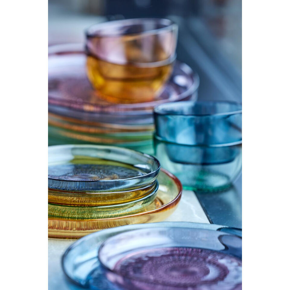 Assiette plate en verre Kushintha coloris Rose - Diam. 25cm - BITZ