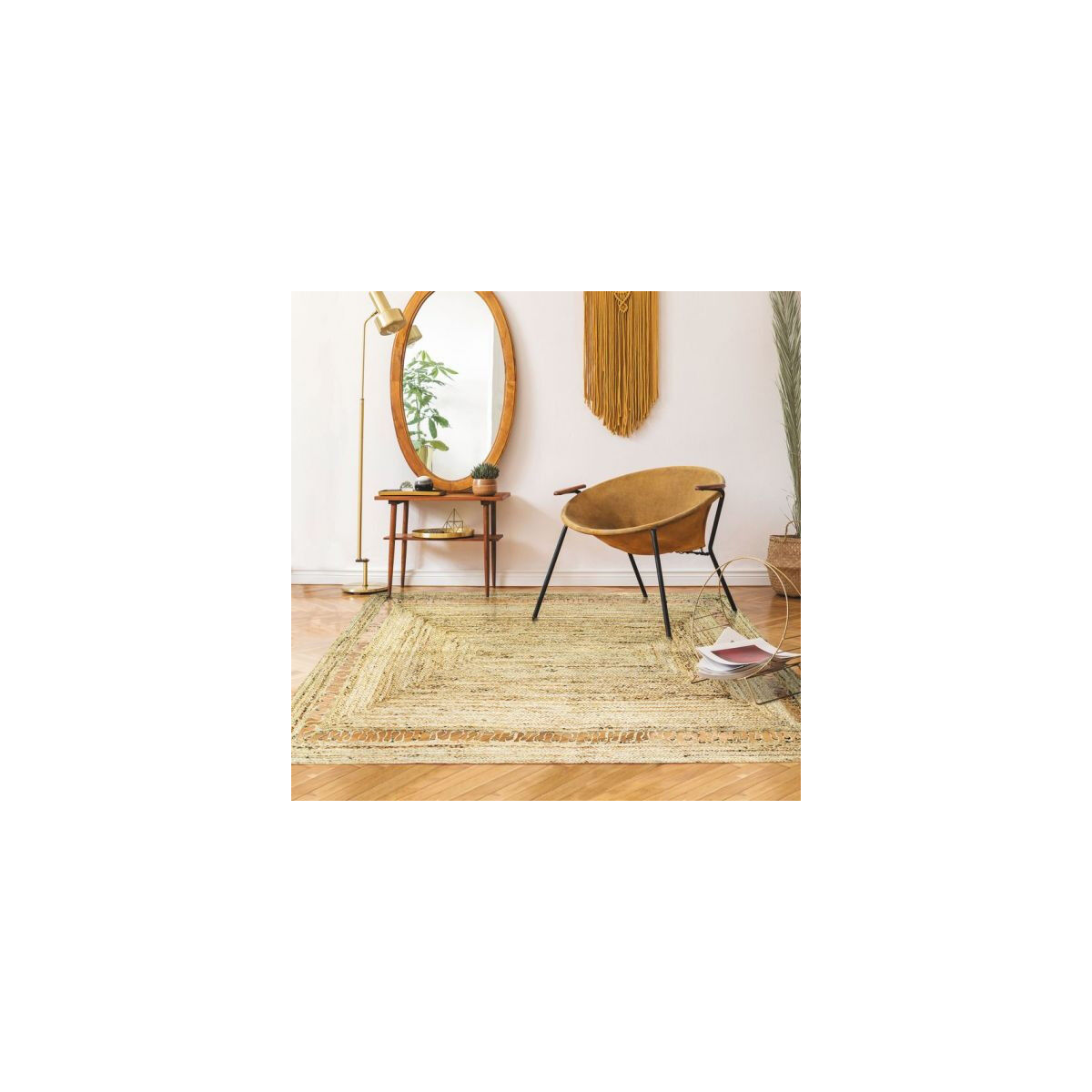 Tapis shaggy SHAGGY DRE Vert 120x120 rond OEKO TEX® en polypropylène doux  et soyeux