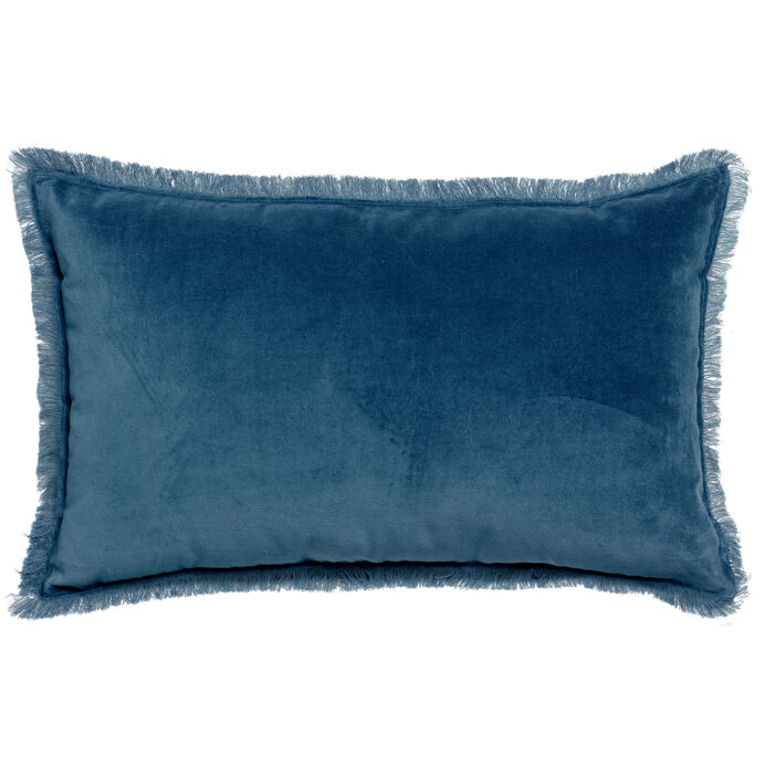 Vivaraise Coussin uni Fara en velours finition frangée