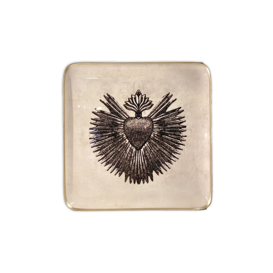 Plateau carré en aluminium QUATRO Coeur Rayon - Lin - BONCOEURS