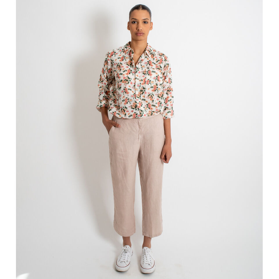 Chemise manches longues Imprimé Fleuri BONNIE Ecru - AMOUR