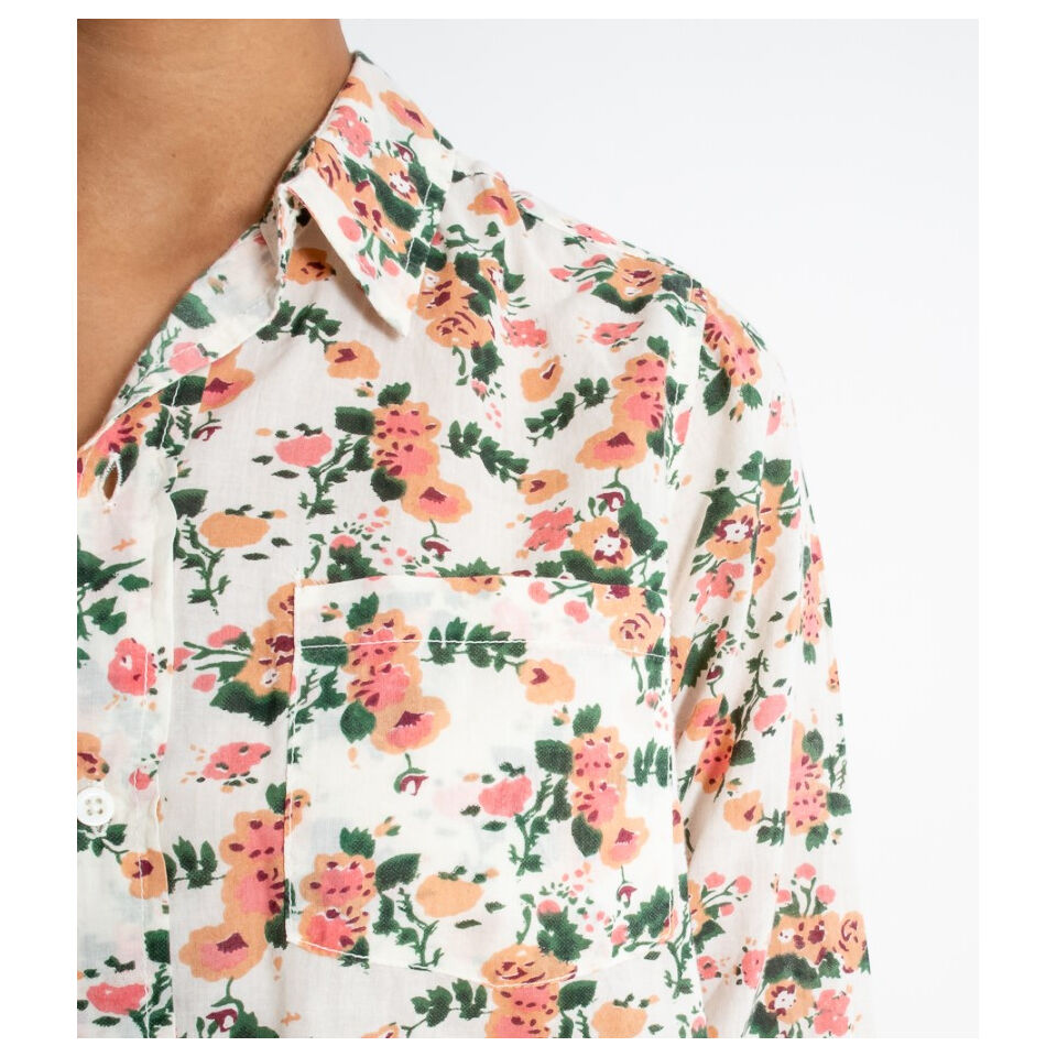 Chemise manches longues Imprimé Fleuri BONNIE Ecru - AMOUR