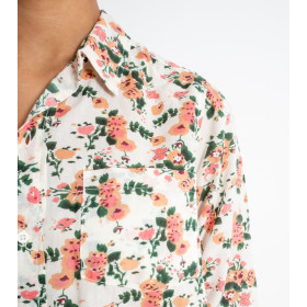 Chemise manches longues Imprimé Fleuri BONNIE Ecru - AMOUR