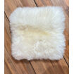 Galette de chaise carrée en peau de mouton blanche - 40x40 - Impression Lin