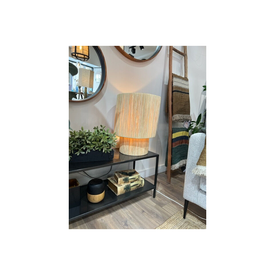 Lampe à poser en raphia naturel XL - IMPRESSION LIN