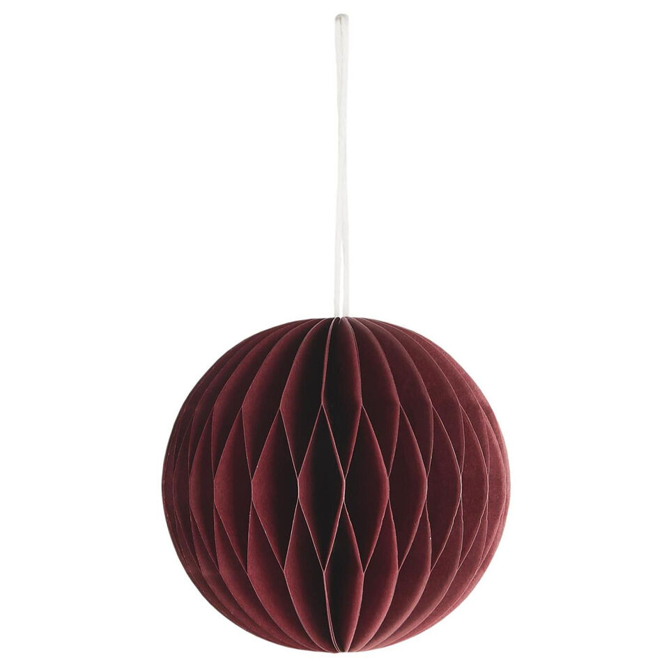 Boule de Noël en papier rouge fermoir aimanté - Ø 8cm - IB LAURSEN