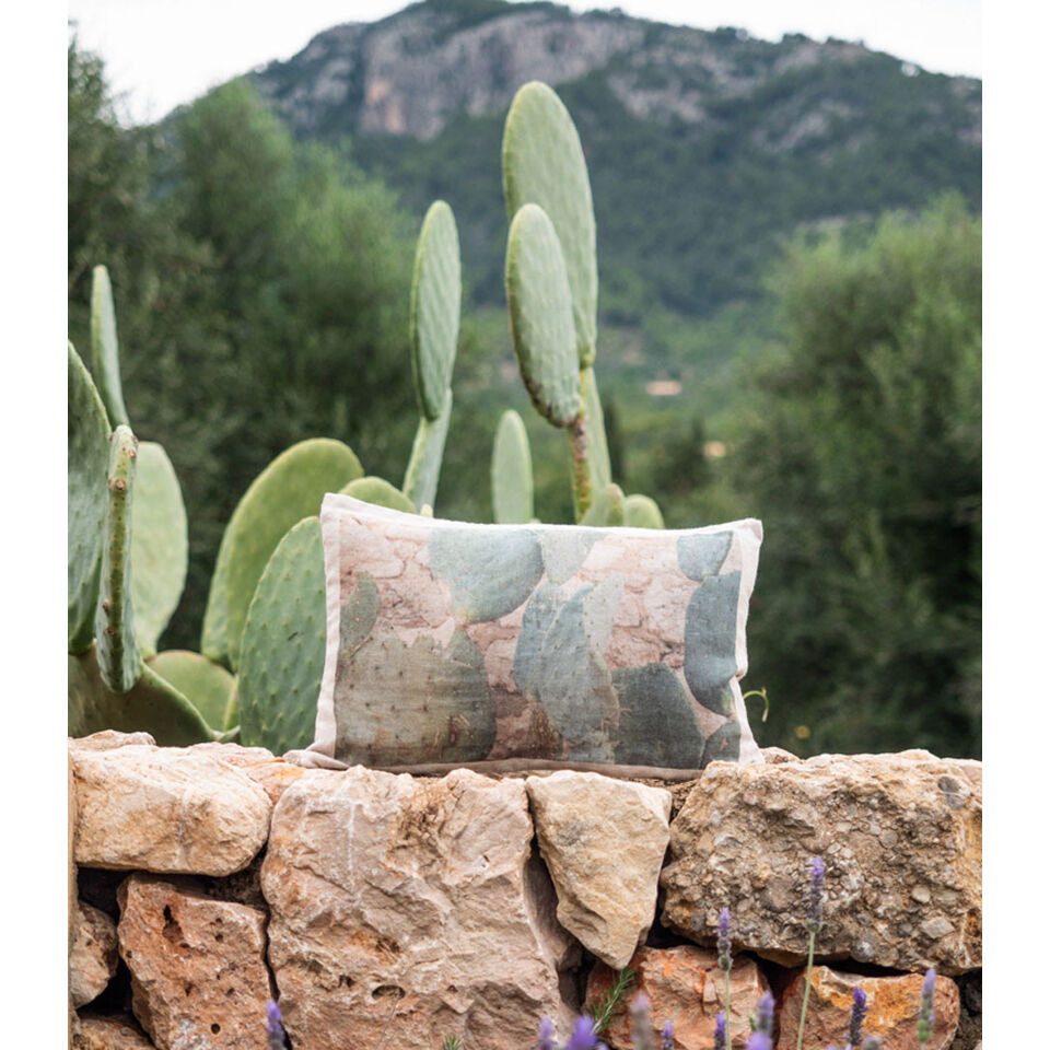 Housse NATURE INSIDE Coussin lin printé CACTUS 25X40 - BED AND PHILOSOPHY