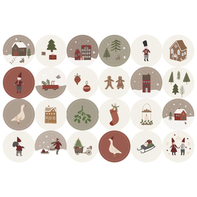 Feuille avec 24 autocollants de Noël - IB LAURSEN