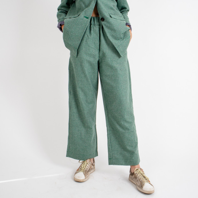 Pantalon Laine Petits Carreaux HARPE Old Vichy Green HIVER 2023