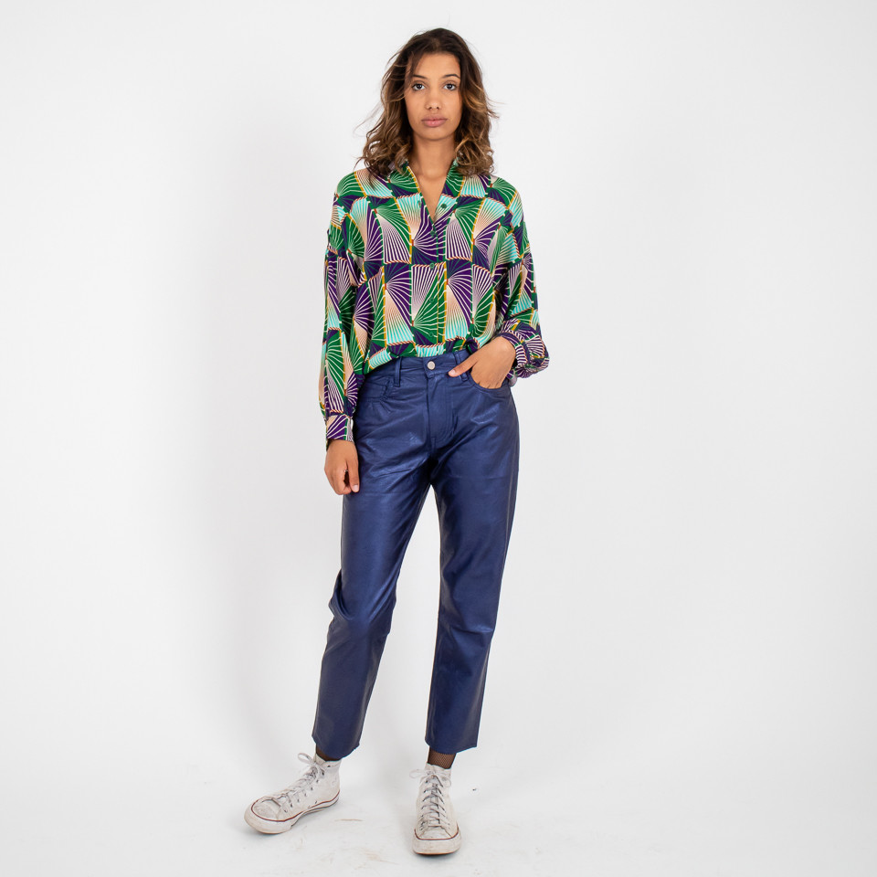 Pantalon brillant 5 poches SAUVEUR Purple 