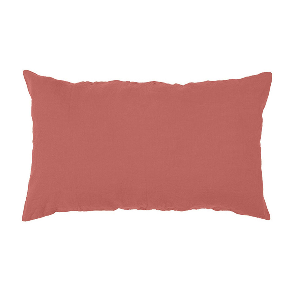 Taie VITI en Lin lavé - HARMONY HAOMY Couleur:Bois de Rose Dimensions:50 x 70