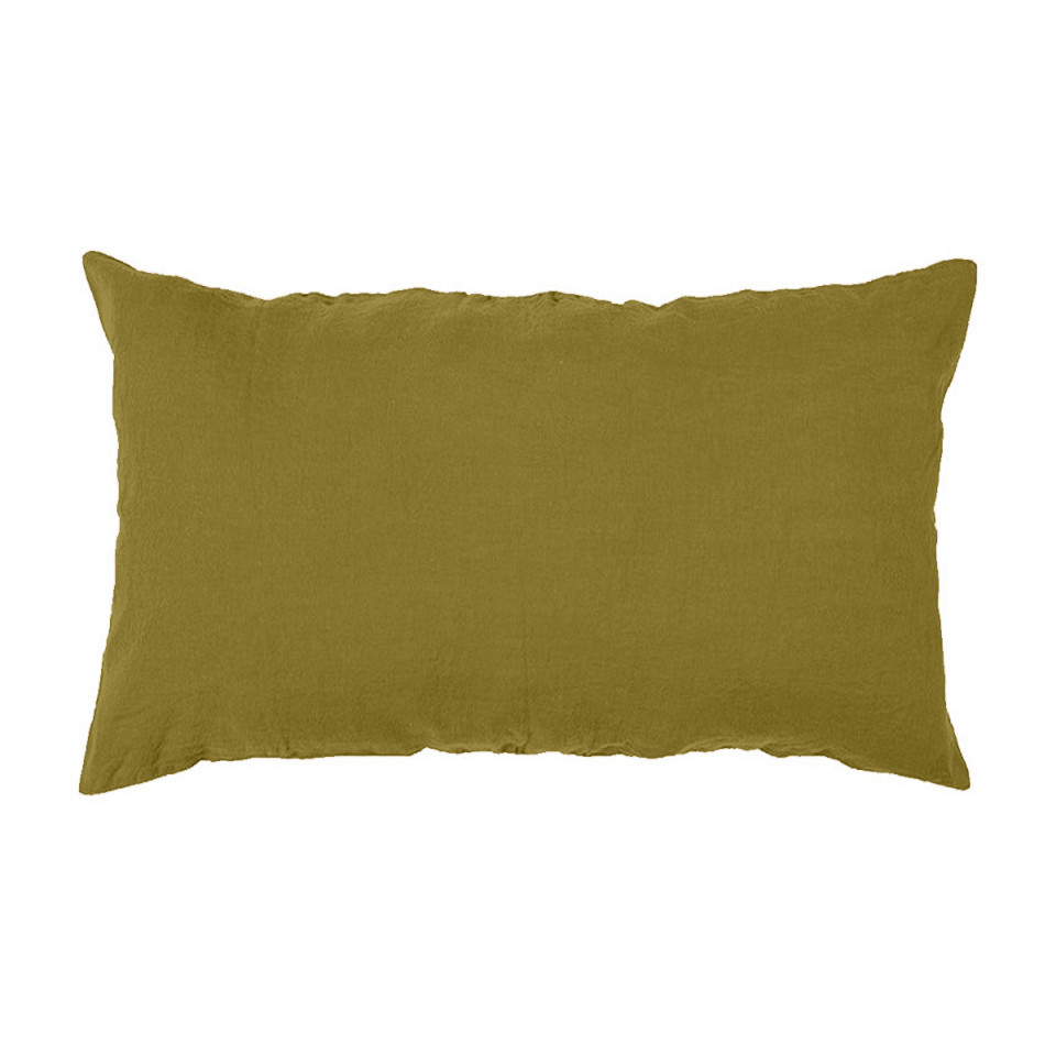 Taie VITI en Lin lavé - HARMONY HAOMY Couleur:Olive Dimensions:50 x 70