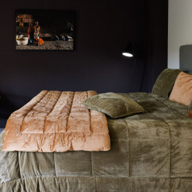 Edredon carré MOKI en Velours Matelassé - 150x150