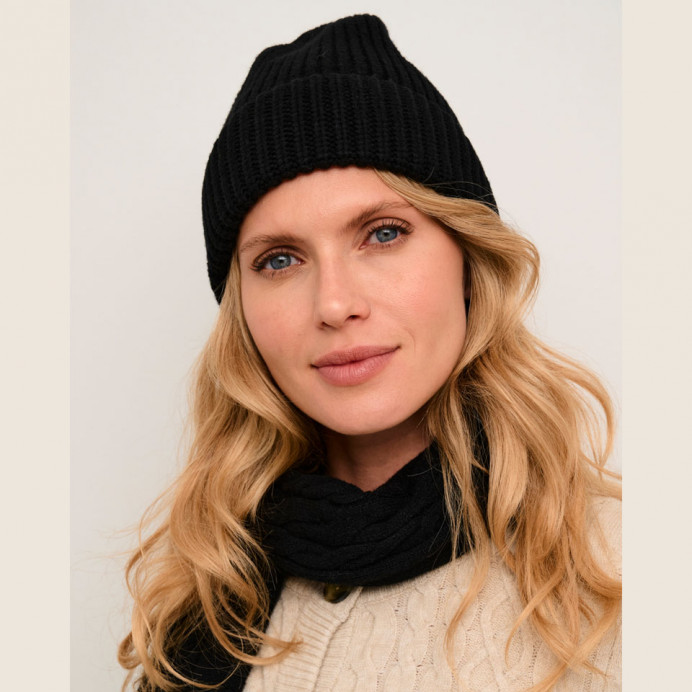 Cream Dela Knit Bonnet Noir