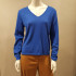 Pull col V Laine Cachemire SAKE Bleu