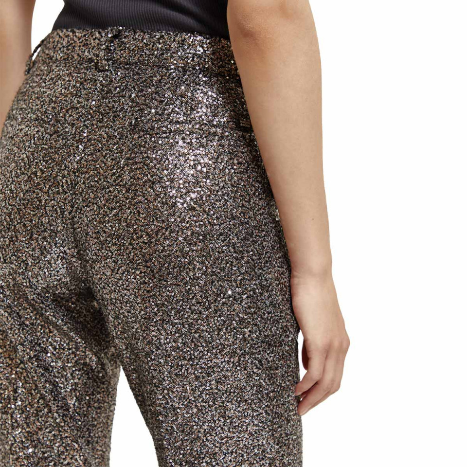 Lowry mid rise slim pant in mixed sequins Black