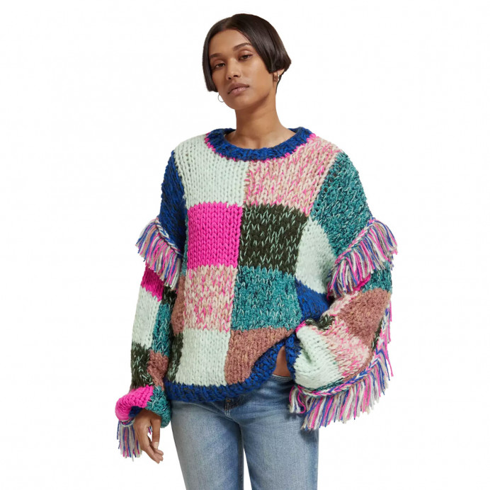 Scotch And Soda Multicolour hand knitted pullover Pink and Green