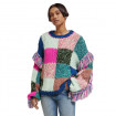 Multicolour hand knitted pullover Pink and Green  