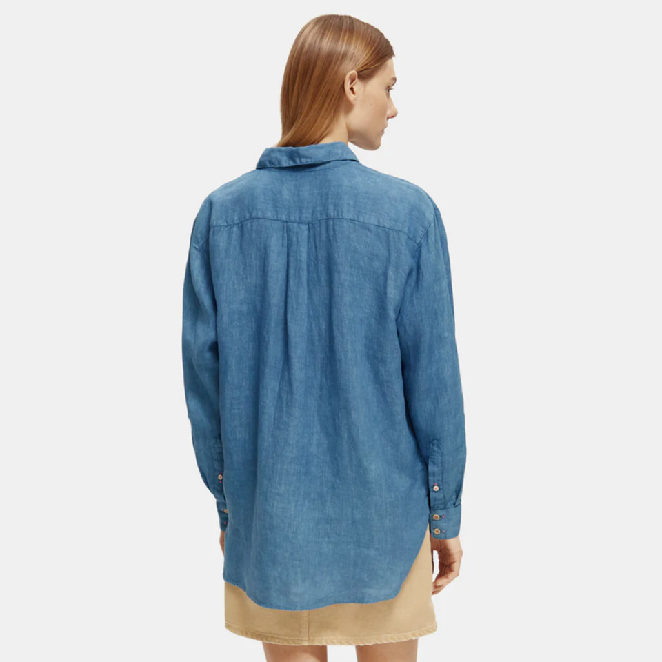 Natural dyed oversized linen shirt Light Blue  