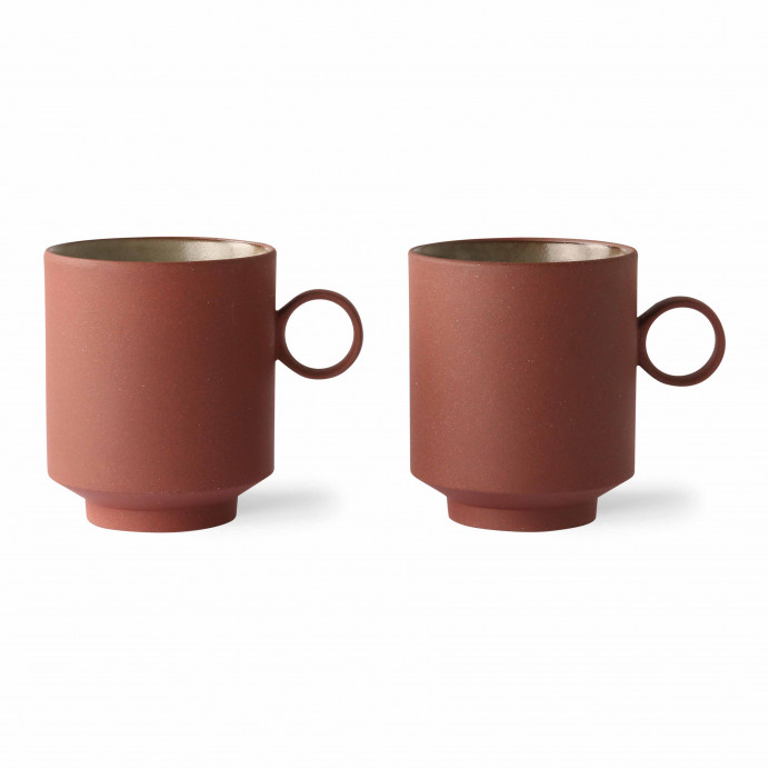HK Living Set de 2 Mug Céramique Terra