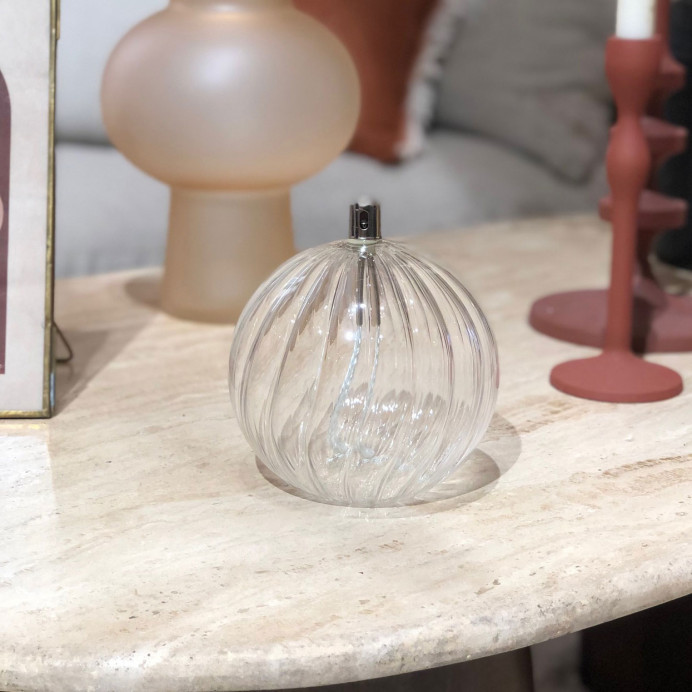 Impression Lin Lampe à Huile Sphère Décorative en verre Strié
