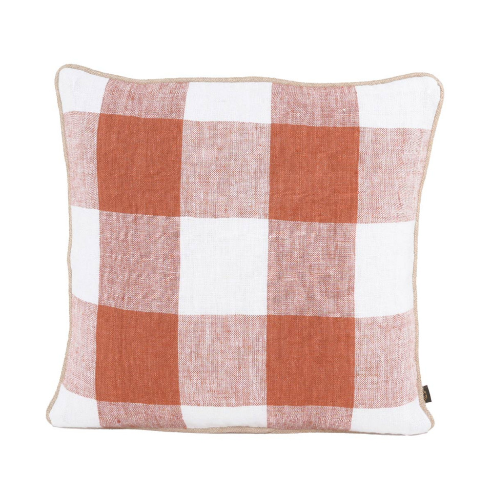 Housse de Coussin 100% Lin à Gros Carreaux PALMA