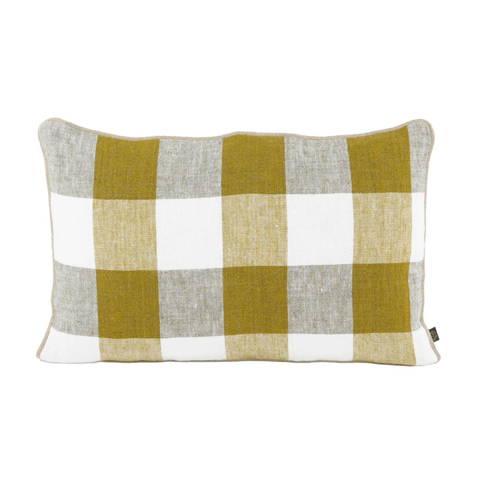 Housse de Coussin 100% Lin à Gros Carreaux PALMA