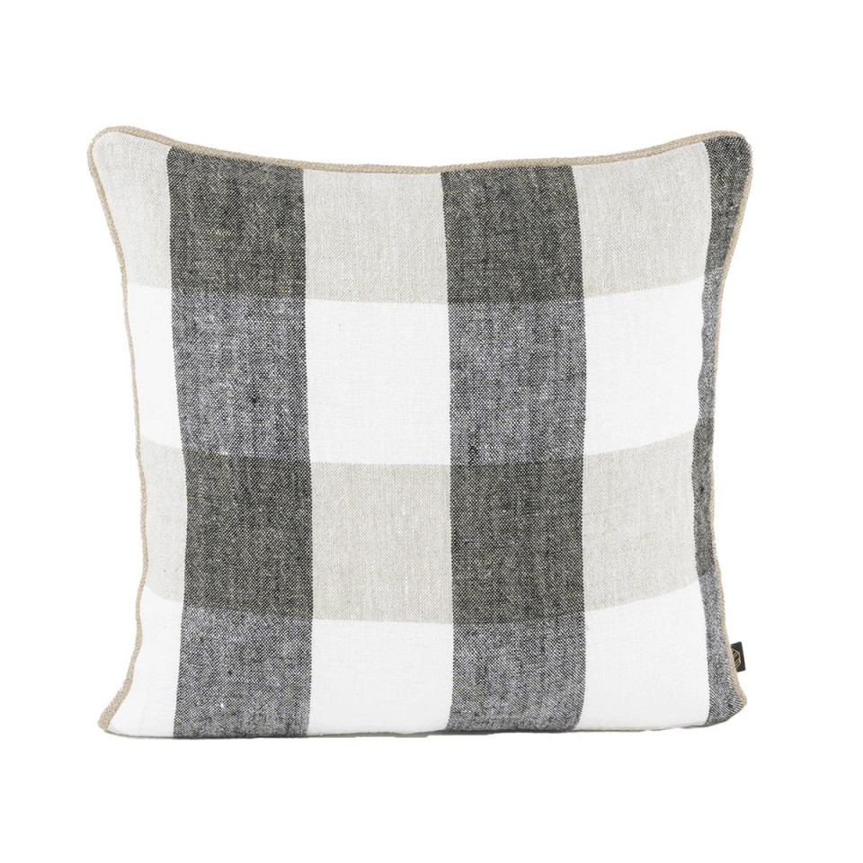 Housse de Coussin 100% Lin à Gros Carreaux PALMA