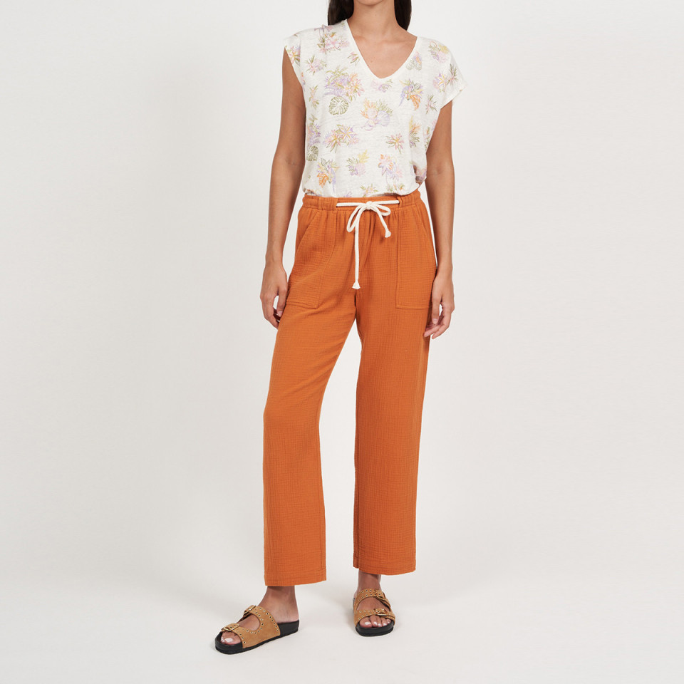 Pantalon en gaze de coton Poma 