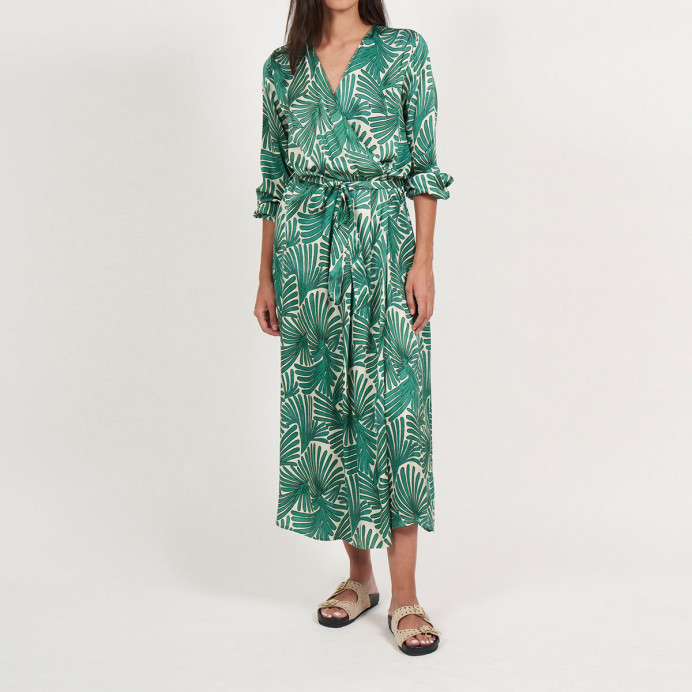 Robe longue imprimé palme Rosaline 