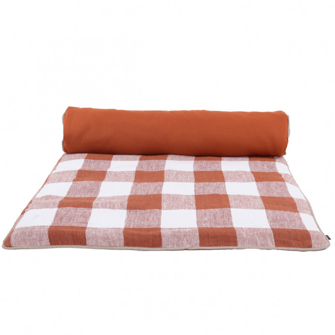 Harmony Textile - Haomy Housse d'Edredon 100% Lin à Gros Carreaux PALMA - 85X200